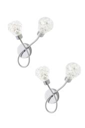 ValueLights Astley Pair of Chrome 2 Way Crystal Shade Wall Lights & Bulbs in Metallic Silver