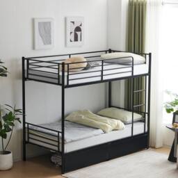 EONLION Black Drawers 3FT Metal Bunk Bed - Size: Double - thumbnail 2