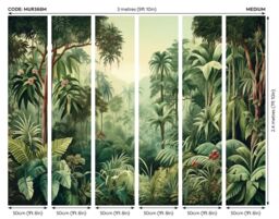 Origin Murals Jungle Trees Wall Mural in Green - Size: W300 cm x H240 cm - thumbnail 4