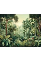 Origin Murals Jungle Trees Wall Mural in Green - Size: W300 cm x H240 cm - thumbnail 2