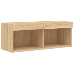 Berkfield Home 8 Piece TV Wall Cabinet Set with LED Lights Sonoma Oak in Brown - thumbnail 8