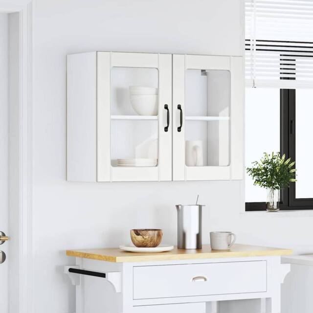 Berkfield Home Kitchen Wall Cabinet with Glass Door Lucca White Engineered Wood - image 1