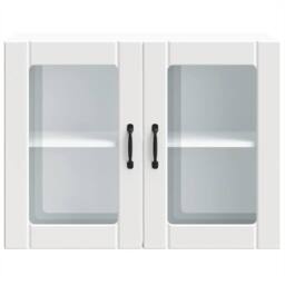 Berkfield Home Kitchen Wall Cabinet with Glass Door Lucca White Engineered Wood - thumbnail 6