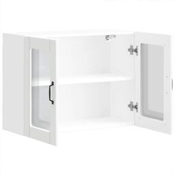 Berkfield Home Kitchen Wall Cabinet with Glass Door Lucca White Engineered Wood - thumbnail 7