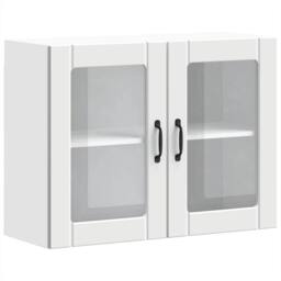 Berkfield Home Kitchen Wall Cabinet with Glass Door Lucca White Engineered Wood - thumbnail 3