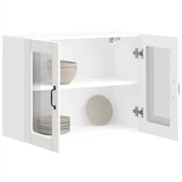 Berkfield Home Kitchen Wall Cabinet with Glass Door Lucca White Engineered Wood - thumbnail 2