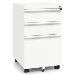 Costway 3-Drawer Mobile File Cabinet Rolling Metal Filing Cabinet w/2 Keys in White - thumbnail 3