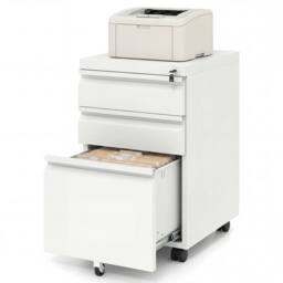 Costway 3-Drawer Mobile File Cabinet Rolling Metal Filing Cabinet w/2 Keys in White - thumbnail 8