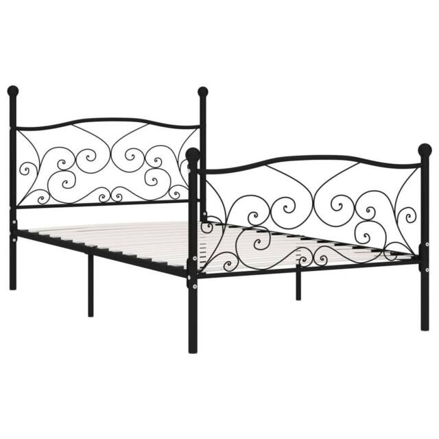 Berkfield Home Bed Frame with Slatted Base Black Metal 90x200 cm - image 1