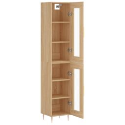 Berkfield Home Highboard Sonoma Oak 34.5x34x180 cm Engineered Wood in Brown - thumbnail 4