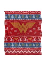 Wonder Woman Blanket, 152x127 cm Ugly Christmas Sweater Logo Silky Touch Super Soft Throw Blanket in White - thumbnail 1