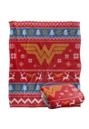 Wonder Woman Blanket, 152x127 cm Ugly Christmas Sweater Logo Silky Touch Super Soft Throw Blanket in White - thumbnail 2