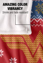 Wonder Woman Blanket, 152x127 cm Ugly Christmas Sweater Logo Silky Touch Super Soft Throw Blanket in White - thumbnail 4