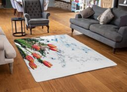 Benjamin Tate Design Flowers On Marble Rug in Natural - Size: Large - thumbnail 2