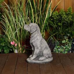 Havendro Grey Stone Cast Golden Retriever Garden Statue Ornament - thumbnail 3