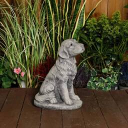 Havendro Grey Stone Cast Golden Retriever Garden Statue Ornament - thumbnail 5