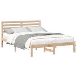 Berkfield Home with Headboard Brown 135 x 190 cm Solid pine wood in Light Tan - thumbnail 3