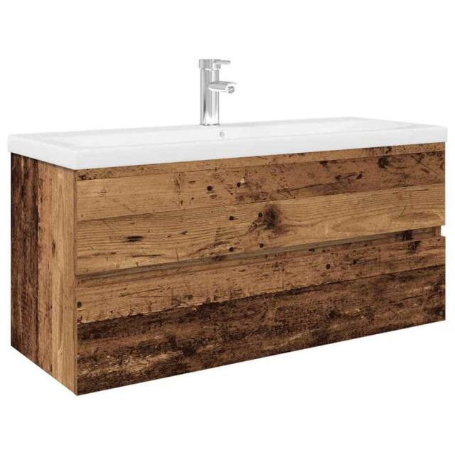 Berkfield Home Sink Cabinet with Built-in Basin & Faucet Old Wood in Brown - image 1