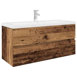 Berkfield Home Sink Cabinet with Built-in Basin & Faucet Old Wood in Brown - thumbnail 1