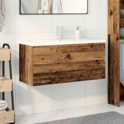 Berkfield Home Sink Cabinet with Built-in Basin & Faucet Old Wood in Brown - thumbnail 3