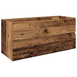 Berkfield Home Sink Cabinet with Built-in Basin & Faucet Old Wood in Brown - thumbnail 4