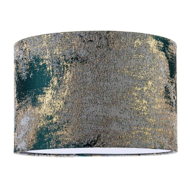 Happy Homewares Forest Green Jacquard Fabric Lamp Shade with Metallic Gold Highlights - Size: 12 inches - image 1
