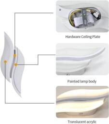 Goeco LED Interior Wall Light, Acrylic Wall Light, 12W, for Bedroom, 3000K in White - thumbnail 6