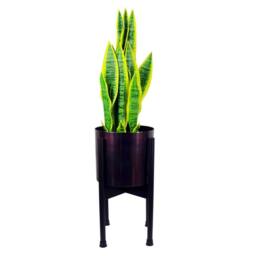 Leaf Medium Gold Stand with Iridescent Rainbow Metal Planter 38.5cm x 18cm - Size: 38.5 cm x 18 cm - thumbnail 4