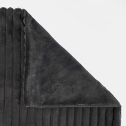 OHS Faux Fur Ribbed Fleece Throw Blanket Winter Warm Supersoft in Charcoal - Size: 125 cm x 150 cm - thumbnail 4