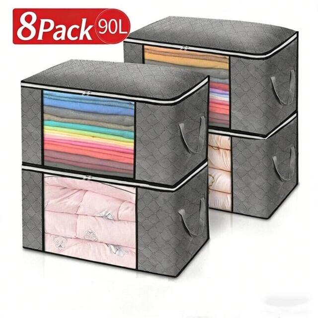 Havendro 8x Large Collapsible Clothes Storage Bags with Zips for Bedding in Grey - image 1