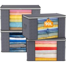 Havendro 8x Large Collapsible Clothes Storage Bags with Zips for Bedding in Grey - thumbnail 3