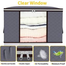 Havendro 8x Large Collapsible Clothes Storage Bags with Zips for Bedding in Grey - thumbnail 5