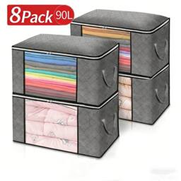 Havendro 8x Large Collapsible Clothes Storage Bags with Zips for Bedding in Grey - thumbnail 1
