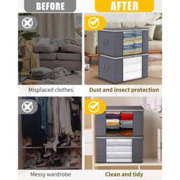 Havendro 8x Large Collapsible Clothes Storage Bags with Zips for Bedding in Grey - thumbnail 6