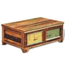 Berkfield Home Coffee Table with Storage Vintage Reclaimed Wood in Brown - thumbnail 2