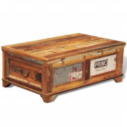 Berkfield Home Coffee Table with Storage Vintage Reclaimed Wood in Brown - thumbnail 3
