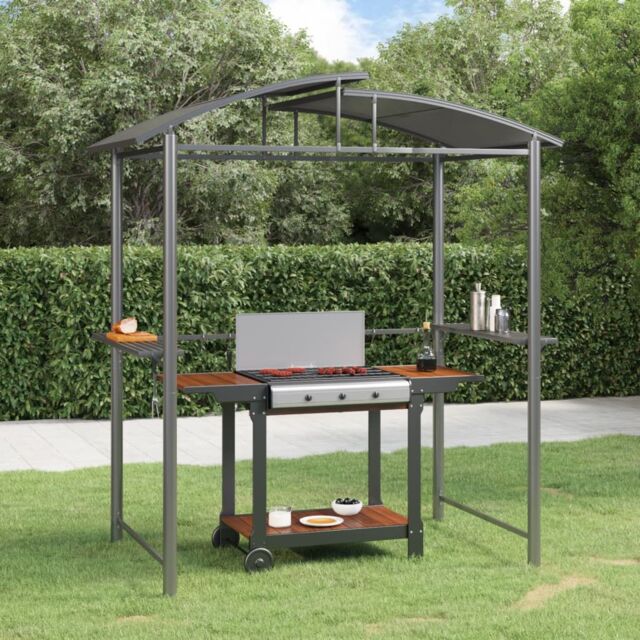 Berkfield Home BBQ Gazebo with Side Shelves Anthracite 210x114x230 cm Steel in Black - Size: 210 x 114 x 230 cm - image 1