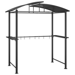 Berkfield Home BBQ Gazebo with Side Shelves Anthracite 210x114x230 cm Steel in Black - Size: 210 x 114 x 230 cm - thumbnail 2