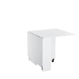 ERGOVEXA Folding Dining Table Drop Leaf Rolling Desk with 2 Storage Shelves in White - thumbnail 4