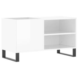 Berkfield Home Record Cabinet High Gloss White 85x38x48 cm Engineered Wood - Size: 85 x 38 x 48 cm - thumbnail 2