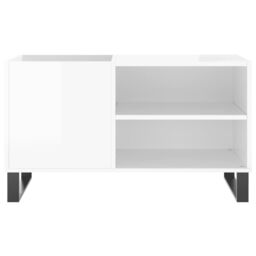Berkfield Home Record Cabinet High Gloss White 85x38x48 cm Engineered Wood - Size: 85 x 38 x 48 cm - thumbnail 4