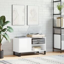 Berkfield Home Record Cabinet High Gloss White 85x38x48 cm Engineered Wood - Size: 85 x 38 x 48 cm