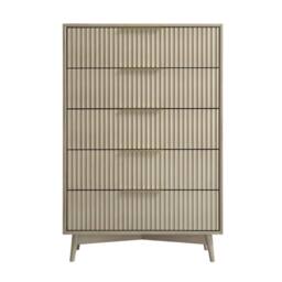 Home Garden Direct Monza Tall Chest of 5 Drawers with Fluted Detailing Grey - thumbnail 6