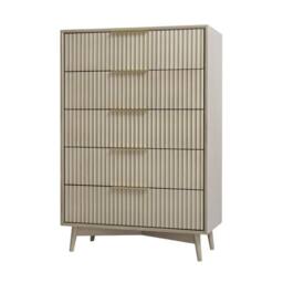 Home Garden Direct Monza Tall Chest of 5 Drawers with Fluted Detailing Grey - thumbnail 7