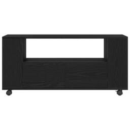 Berkfield Home TV Cabinet with Wheels Black Oak 102x34.5x43 cm Engineered Wood - thumbnail 6