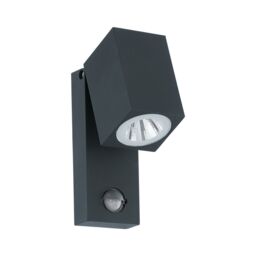 Loops IP44 Outdoor Wall Light & PIR Sensor Anthracite Aluminium 5W Built in LED