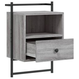Berkfield Home Bedside Cabinets Wall-mounted 2 pcs Grey Sonoma 40x30x61 cm Engineered Wood - Size: 40 x 30 x 61 cm - thumbnail 5