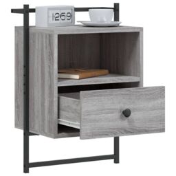 Berkfield Home Bedside Cabinets Wall-mounted 2 pcs Grey Sonoma 40x30x61 cm Engineered Wood - Size: 40 x 30 x 61 cm - thumbnail 4