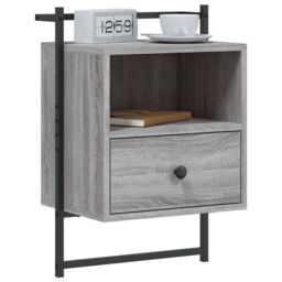 Berkfield Home Bedside Cabinets Wall-mounted 2 pcs Grey Sonoma 40x30x61 cm Engineered Wood - Size: 40 x 30 x 61 cm - thumbnail 3