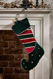 Dibor Set of 2 Green Jingle Bell Velvet Xmas Tree Decoration Christmas Gift Bag - Size: 2 Pack